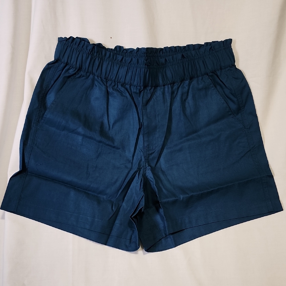 Indigo Thread Draped Navy Blue Women's Shorts
